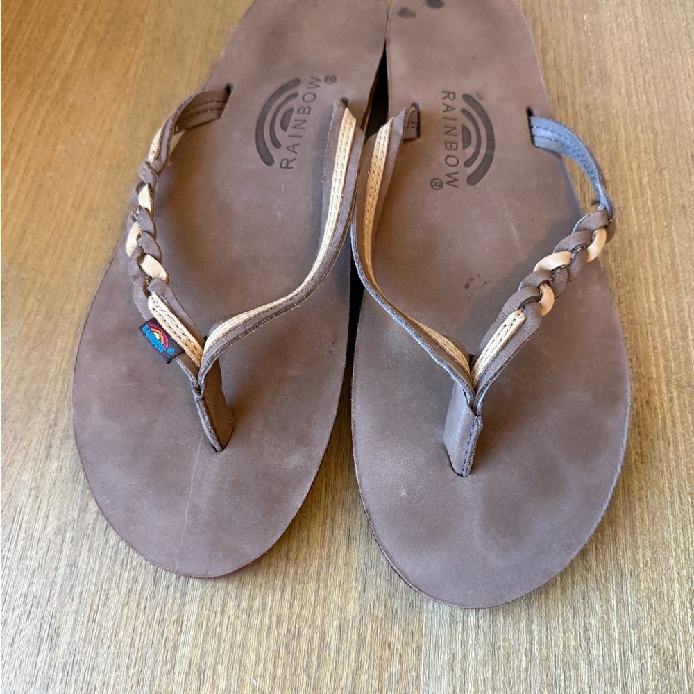 Rainbow Brown Sandals with Braided Straps women’s 11